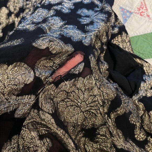 Anthropologie Black Gold Tunic Mini Dress Oversized Pockets XS READ DESCRIPTION - Picture 5 of 16